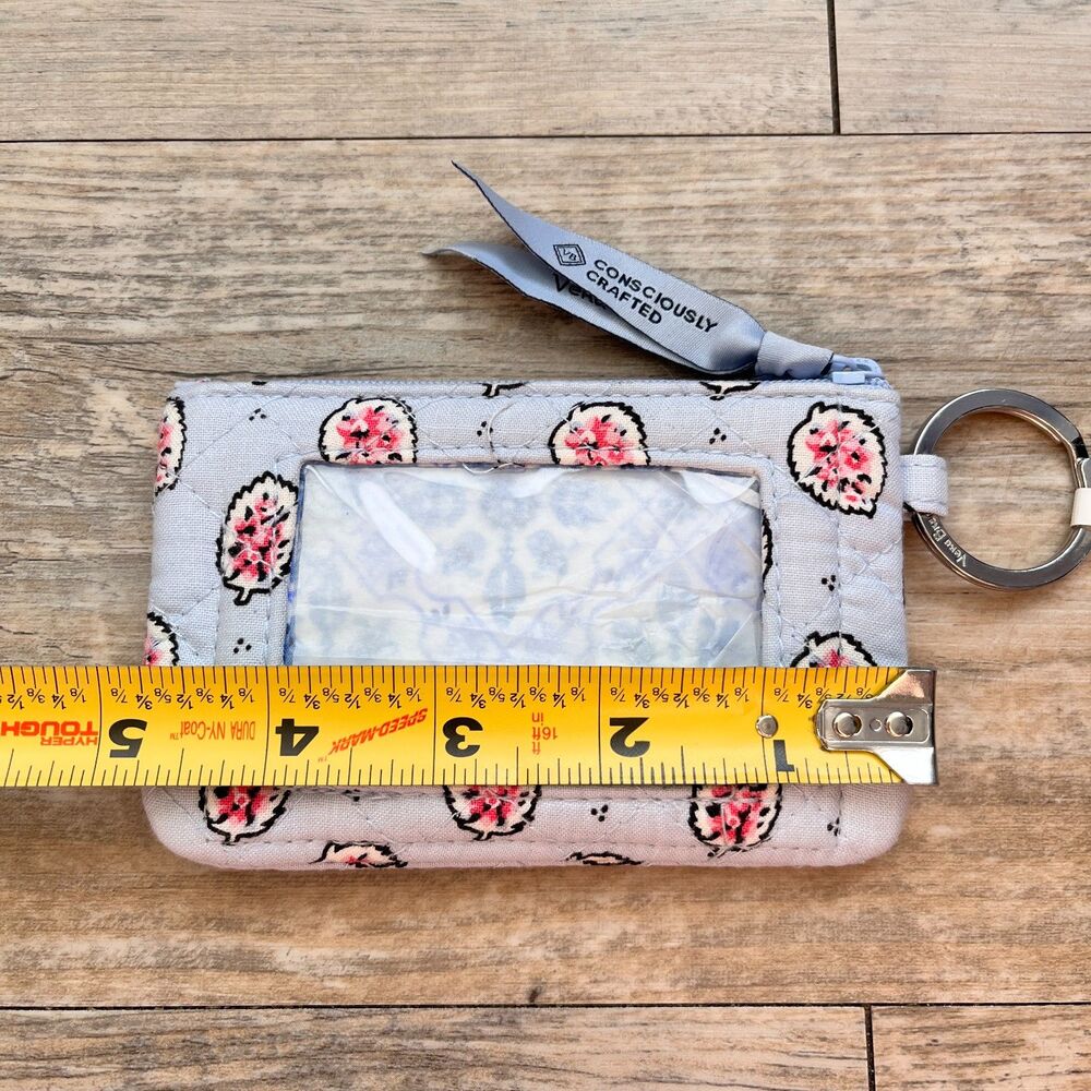 Vera Bradley Magnifique Leaf Quilted Zip ID Case NWT Blue Coin Purse Wallet - Picture 4 of 5